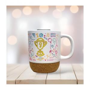 Taza ceramica con corcho y tapa
